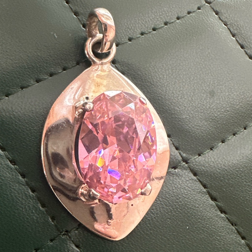 Large Pink Gemstone Pendant - Picture 6 of 14